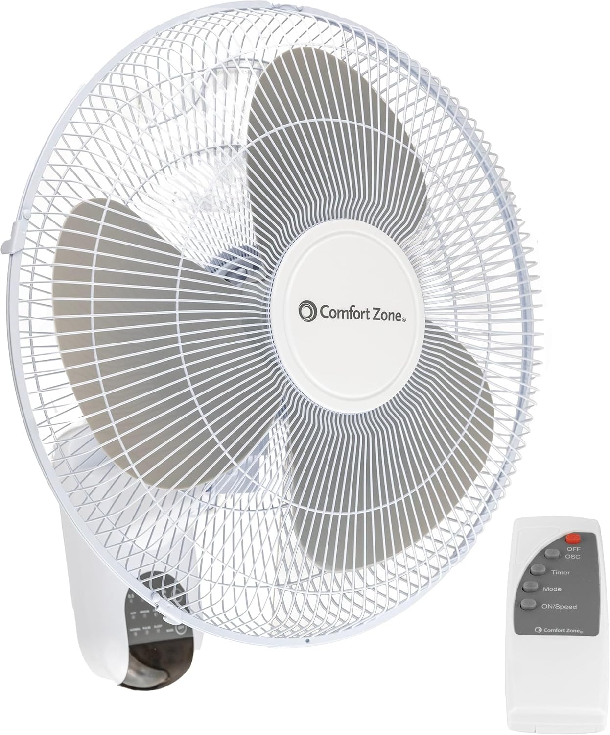 Comfort Zone 16-inch Wall Mount Fan with Remote Control Features