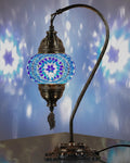 Blue Mosaic Table Lamp 15 in - Handcrafted Turkish Tiffany Glow