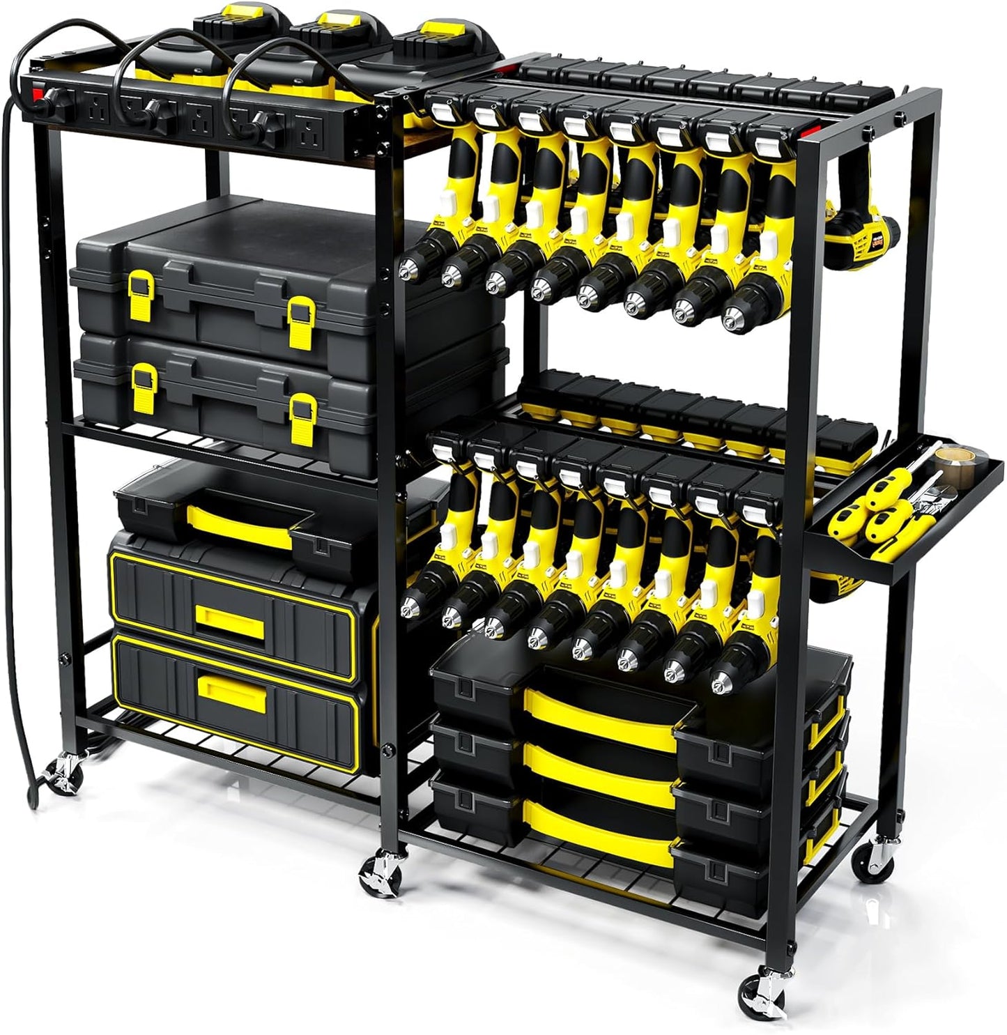 Portable Power Tool Organizer with Charging Strip
