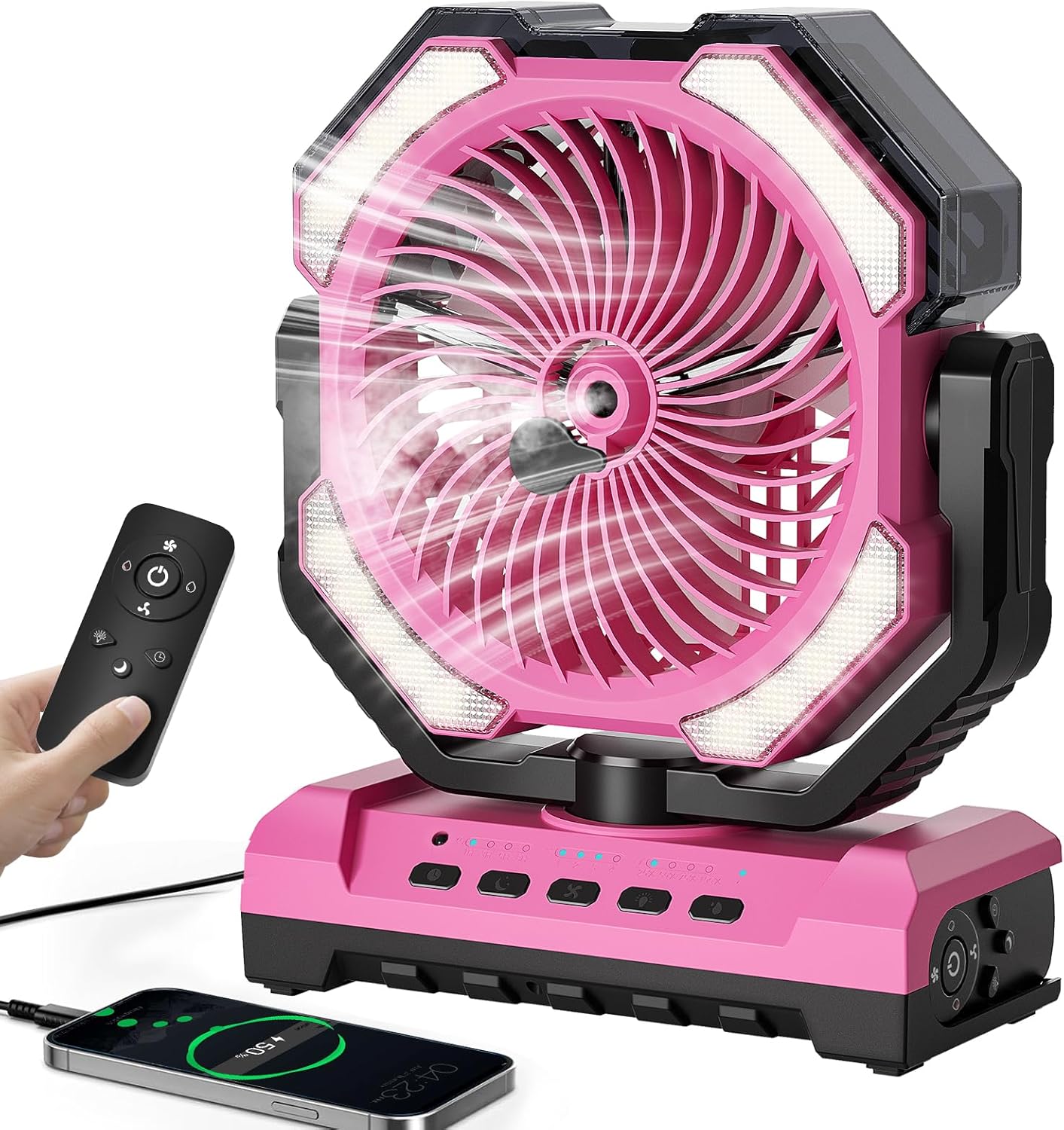 20000mAh Portable Misting Fan for Camping and Outdoor Use