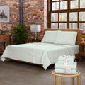 100% Organic Cotton King Sheet Set - Crisp Percale, Pastel Green