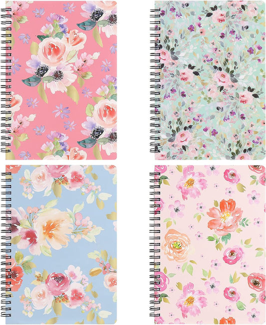 Cute Spiral Notebooks - College Ruled 4 Pack for Work, B6 Size