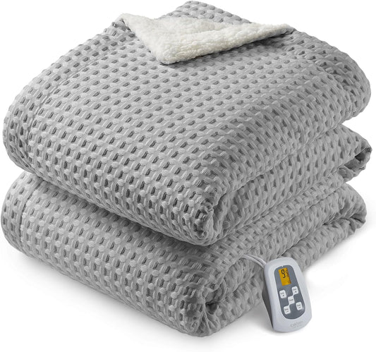 Waffle Weave Heated Blanket Full Size with Fast Heating System