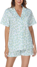100% Cotton Pajamas for Women 2 Piece PJ Set Short Sleeve - Woven