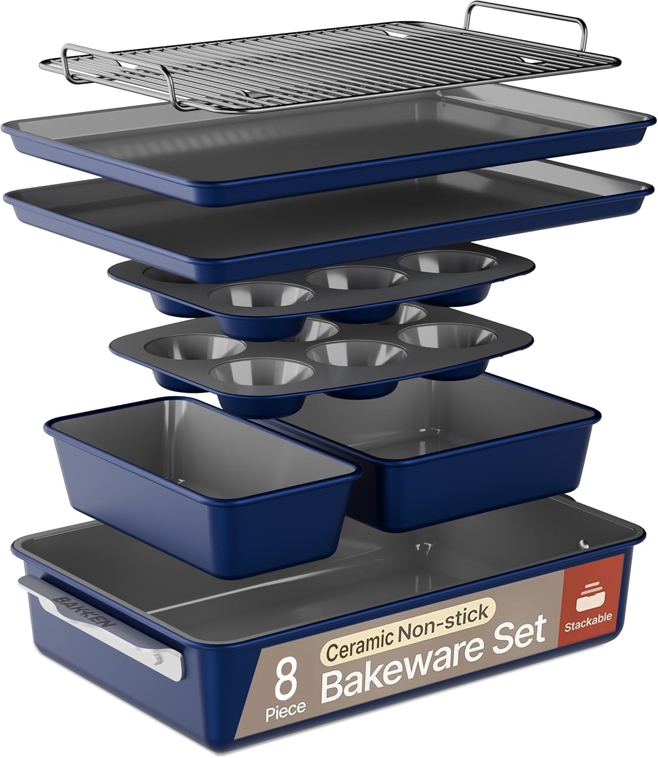 Bakken 8-Piece Ceramic Coated Bakeware Set for Every Baker