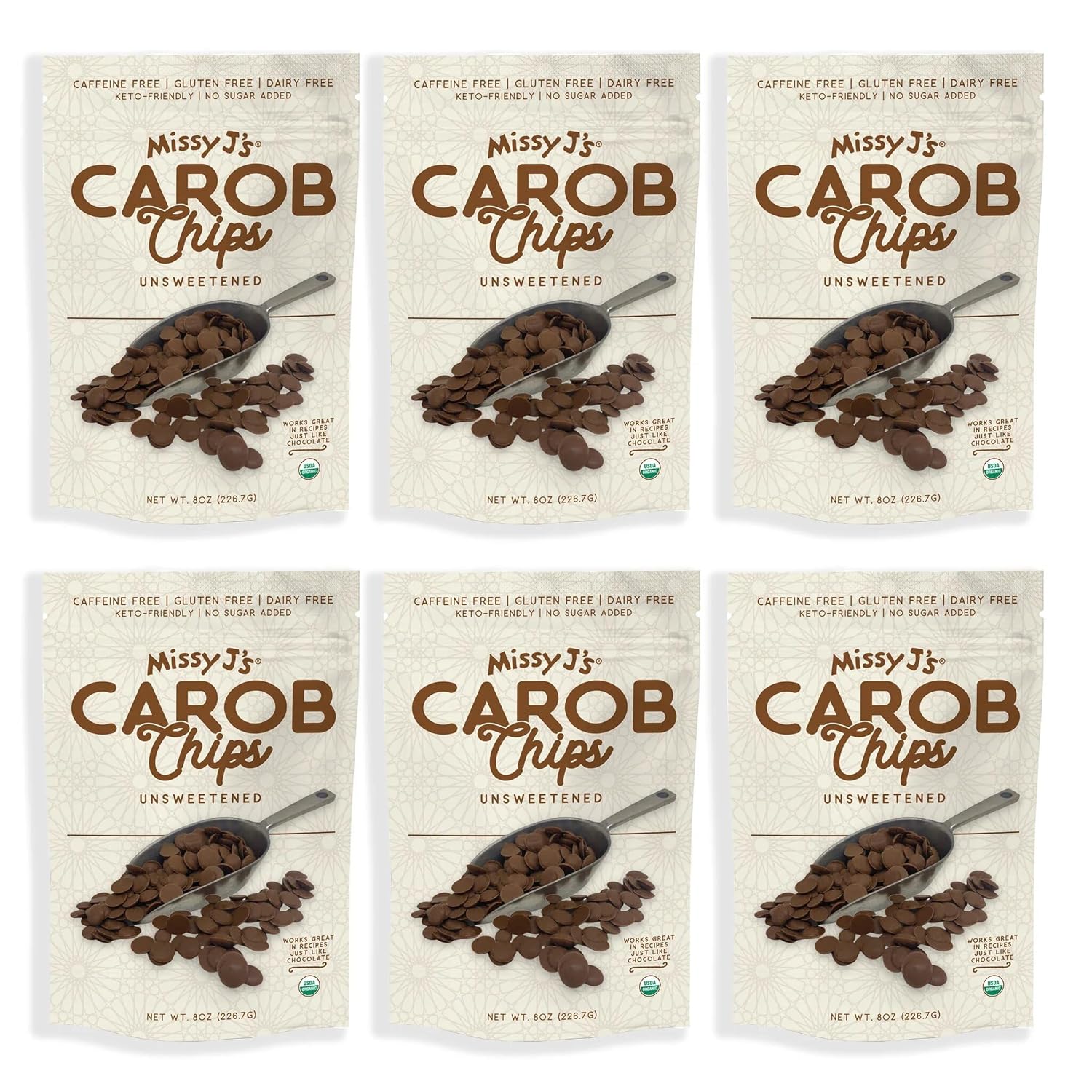 Organic Unsweetened Carob Chips for Baking and Snacking
