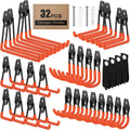 32 Pack Garage Hooks with Anti-Slip Coating - Heavy Duty Wall Storage