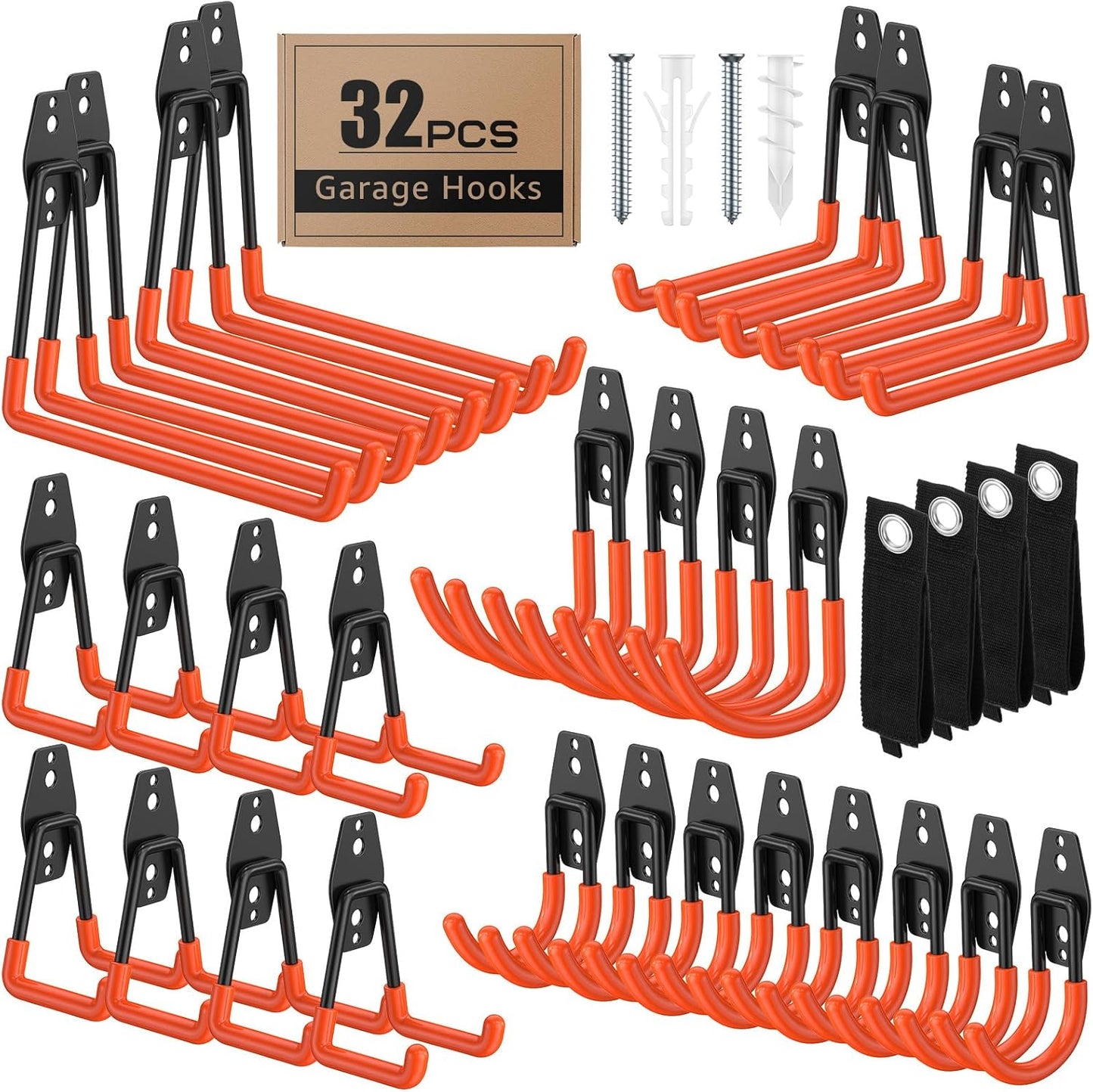 32 Pack Heavy Duty Garage Hooks for Efficient Storage Solutions