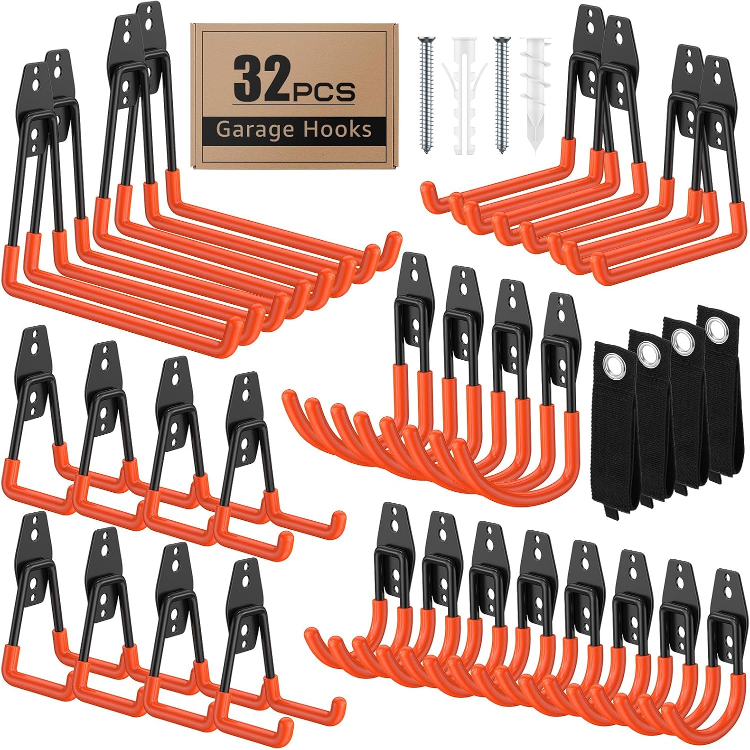 32 Pack Heavy Duty Garage Hooks for Efficient Storage Solutions
