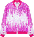 Girls' Ombre Sequin Bomber Jacket Lightweight Sparkle Jacket