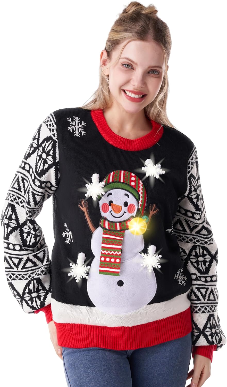 Light Up Christmas Sweater for Couples and Kids with Bulbs