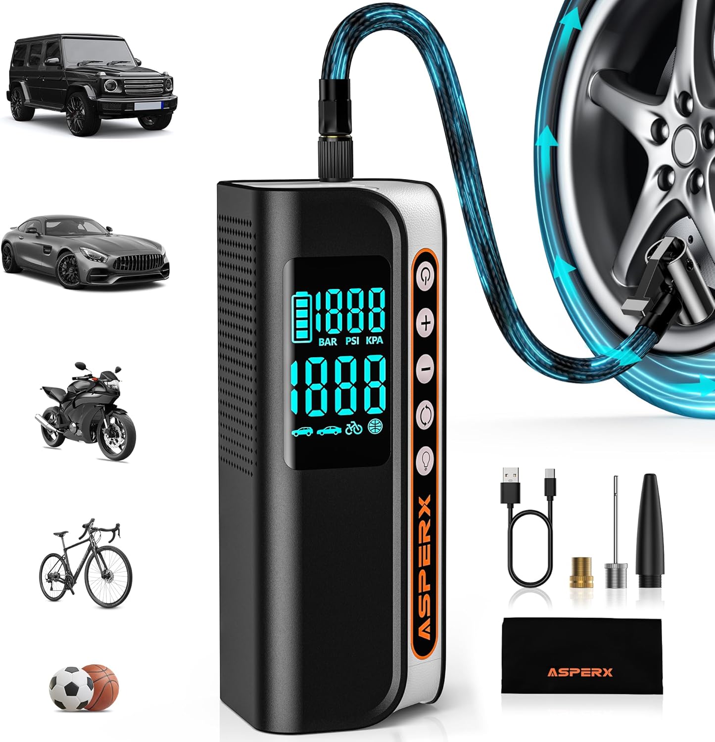 Fast Inflate Anywhere - AsperX 160PSI Tire Inflator