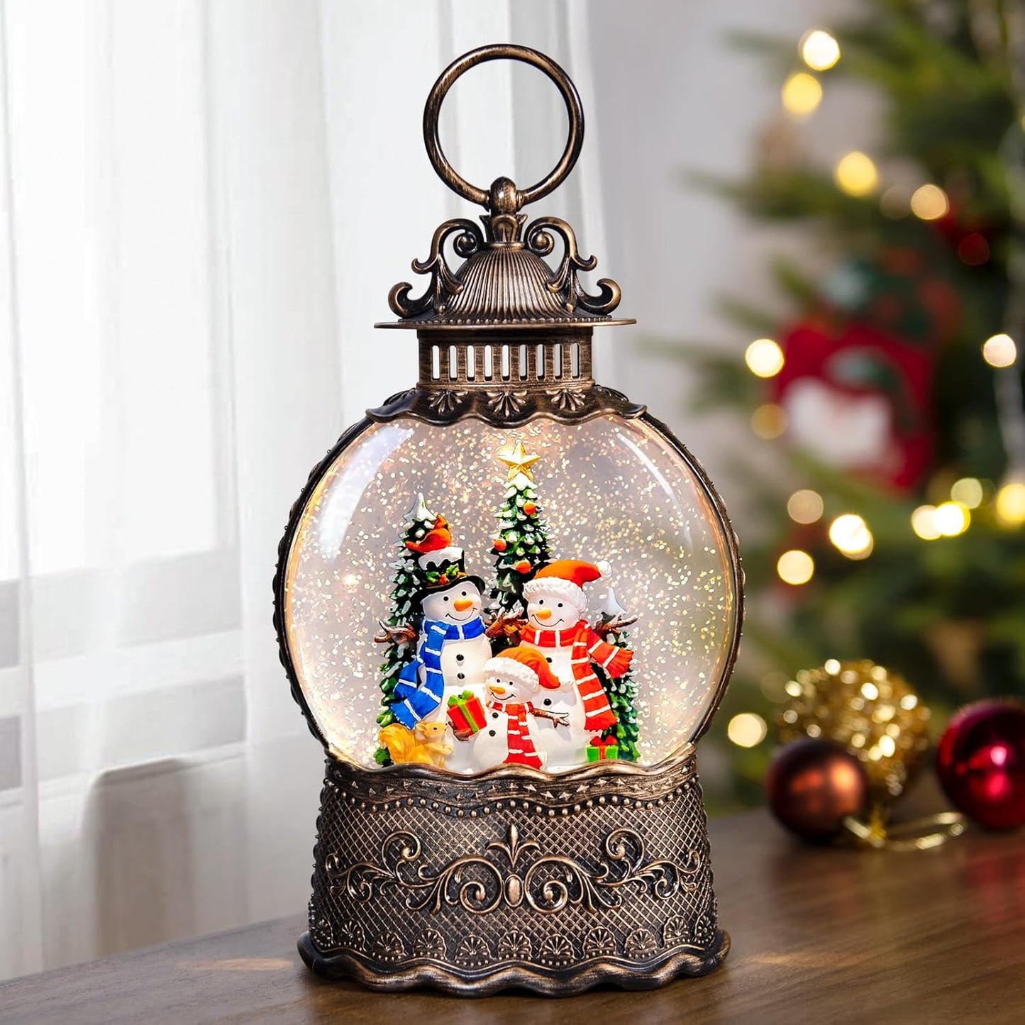 Christmas Snow Globes Lantern with Music for Holiday Cheer