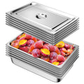 Full Size Hotel Pan with Lids 6 Pack 4in Deep - Durable Steam Table