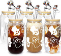 Anotion Halloween Mugs 18oz Ghost Glass Cups - Festive Party Tumblers