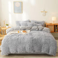 Fluffy Twin Comforter Set Ultra Soft Plush Gray Bedding - Cozy Faux