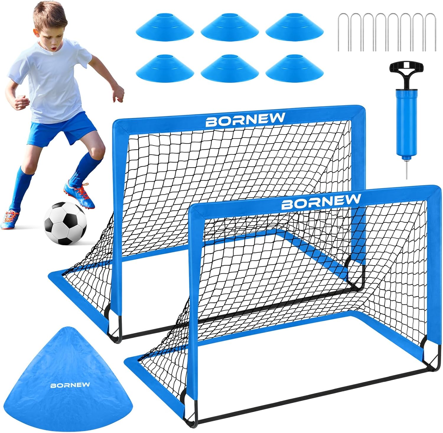 Kids Soccer Goal for Backyard Set - Portable Soccer Nets