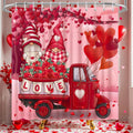 Gnome Shower Curtain Red Car Love Theme - Waterproof 72x72 in