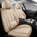 NS YOLO Universal Fit Full Coverage Leather Car Seat Covers - Beige