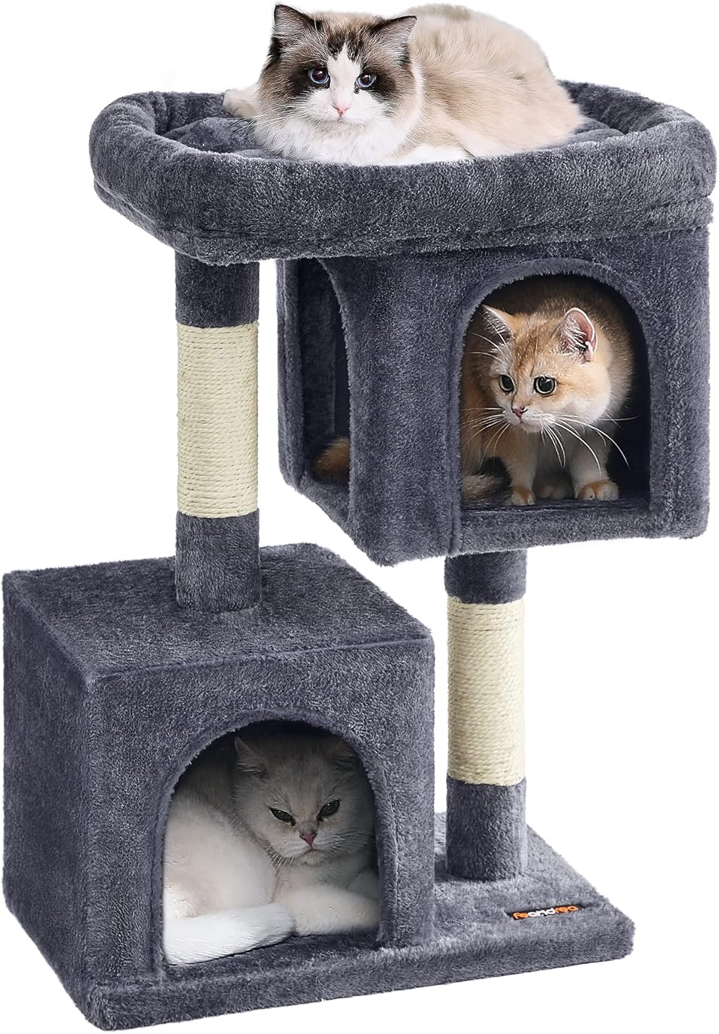 Feandrea Cat Tree with Large Perch and 2 Cat Caves for Comfort