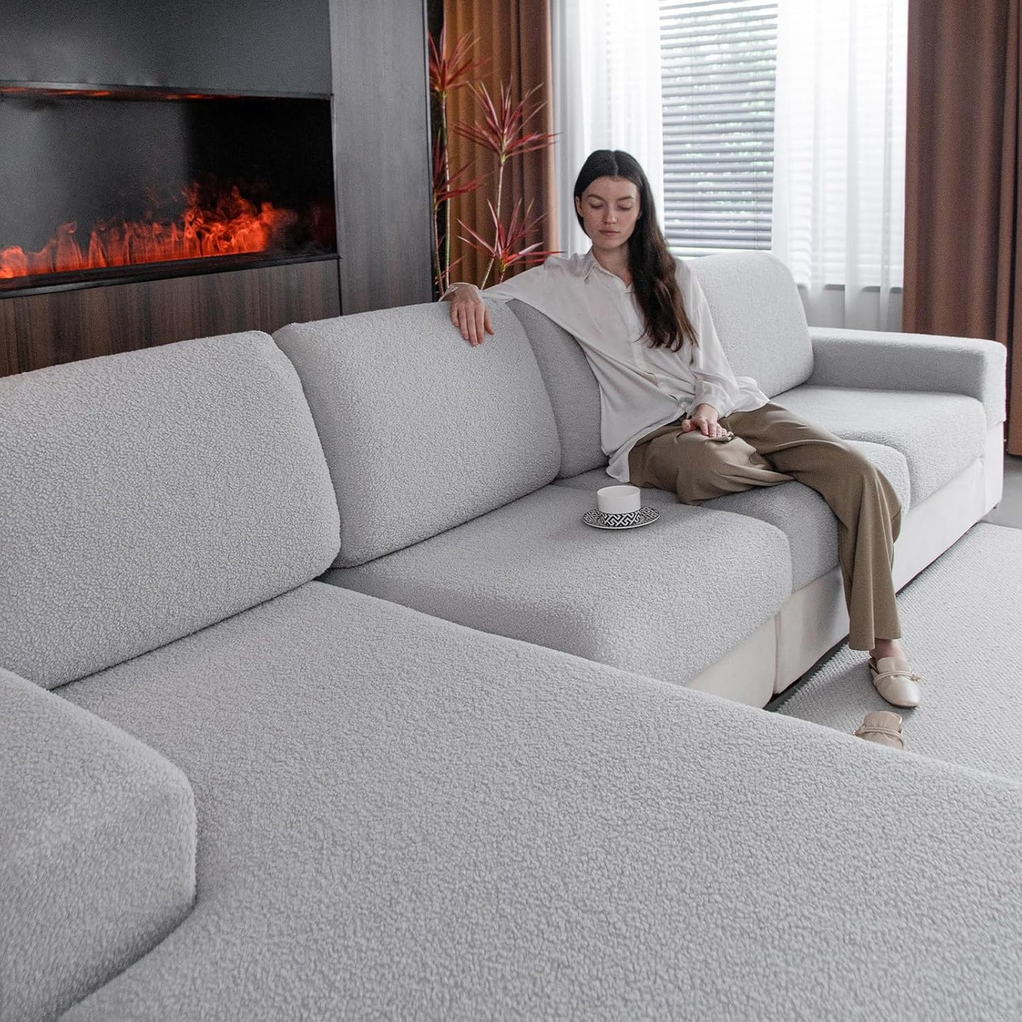 Couch Cushion Covers for Sectional Sofa, Soft & Washable Protector
