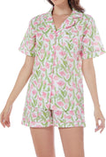 100% Cotton Pajamas for Women 2 Piece Short Sleeve PJ Set - Breathable