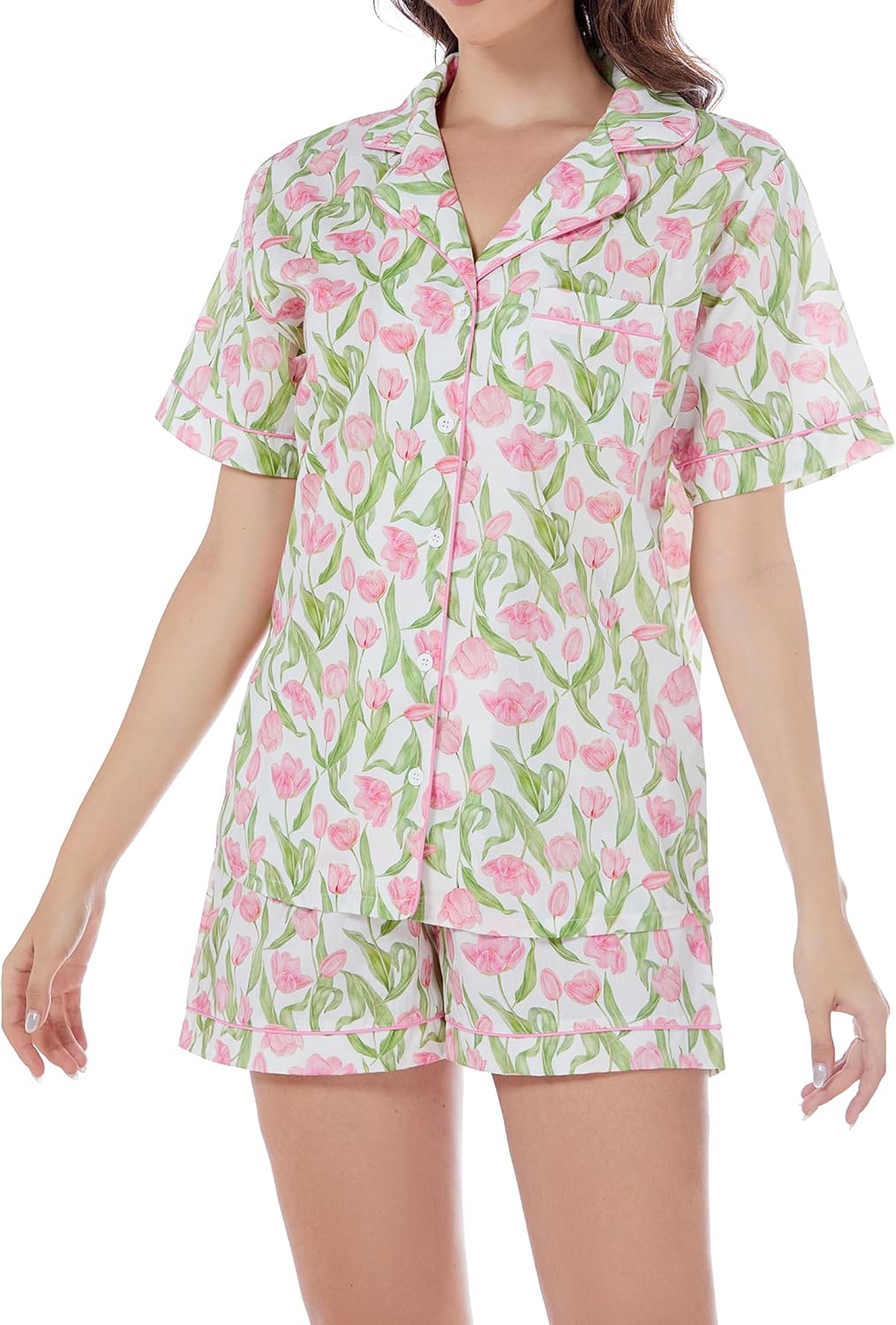 LUBOT 100% Cotton Pajamas for Women - Stylish Summer Sleepwear