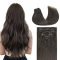 GOO GOO Clip in Hair Extensions Real Human Hair - Natural Mocha Brown