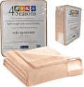 Micro Flannel Full/Queen Blanket Tan - Lightweight All-Season Cozy