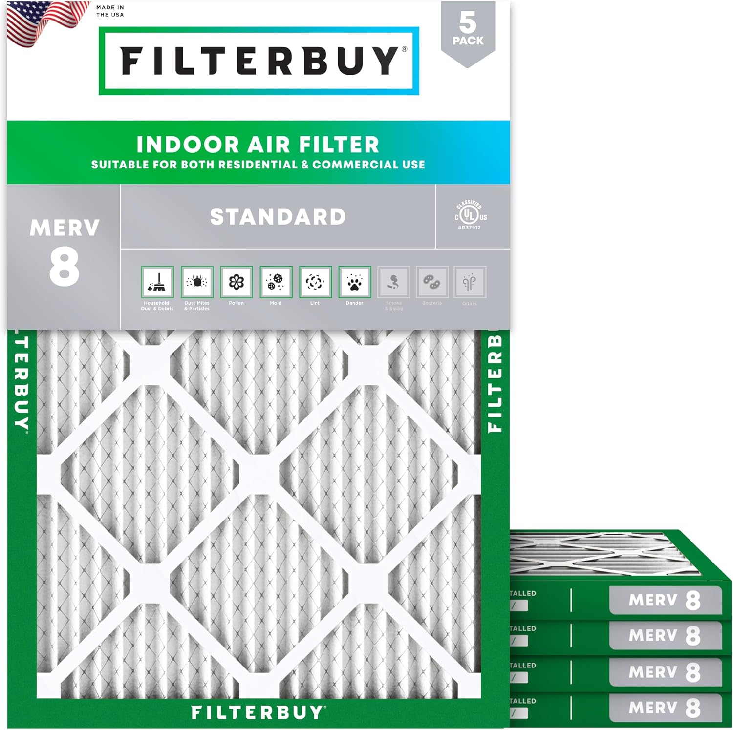 Filterbuy 20x22x1 Air Filter MERV 8 for Dust and Allergy Defense