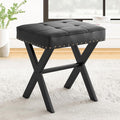 LUE BONA Vanity Stool Square Faux Leather Makeup Seat - Compact Padded