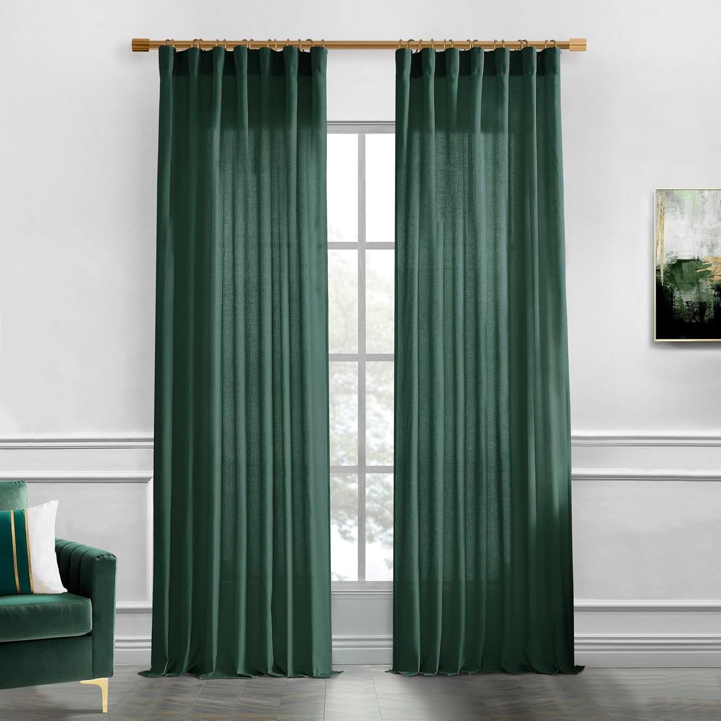 Forest Green Curtains 96 Inches Long for Living Room Decor