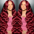 99J Burgundy Wig Human Hair 13x4 Body Wave Lace Front Wig - Natural