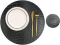 Round Leather Placemats for Round Tables Set of 8 - Washable 13in Mats