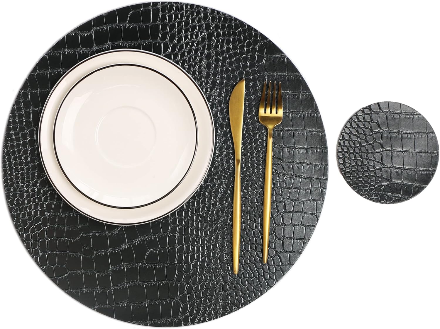 Round Leather Placemats for Round Tables - Set of 8 Stylish Mats