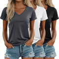 3 Pack Women's V Neck T Shirts Cotton Blend - Summer Casual Tees