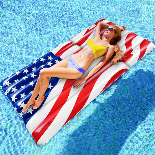 72 Inch Inflatable American Flag Pool Float for Summer Fun