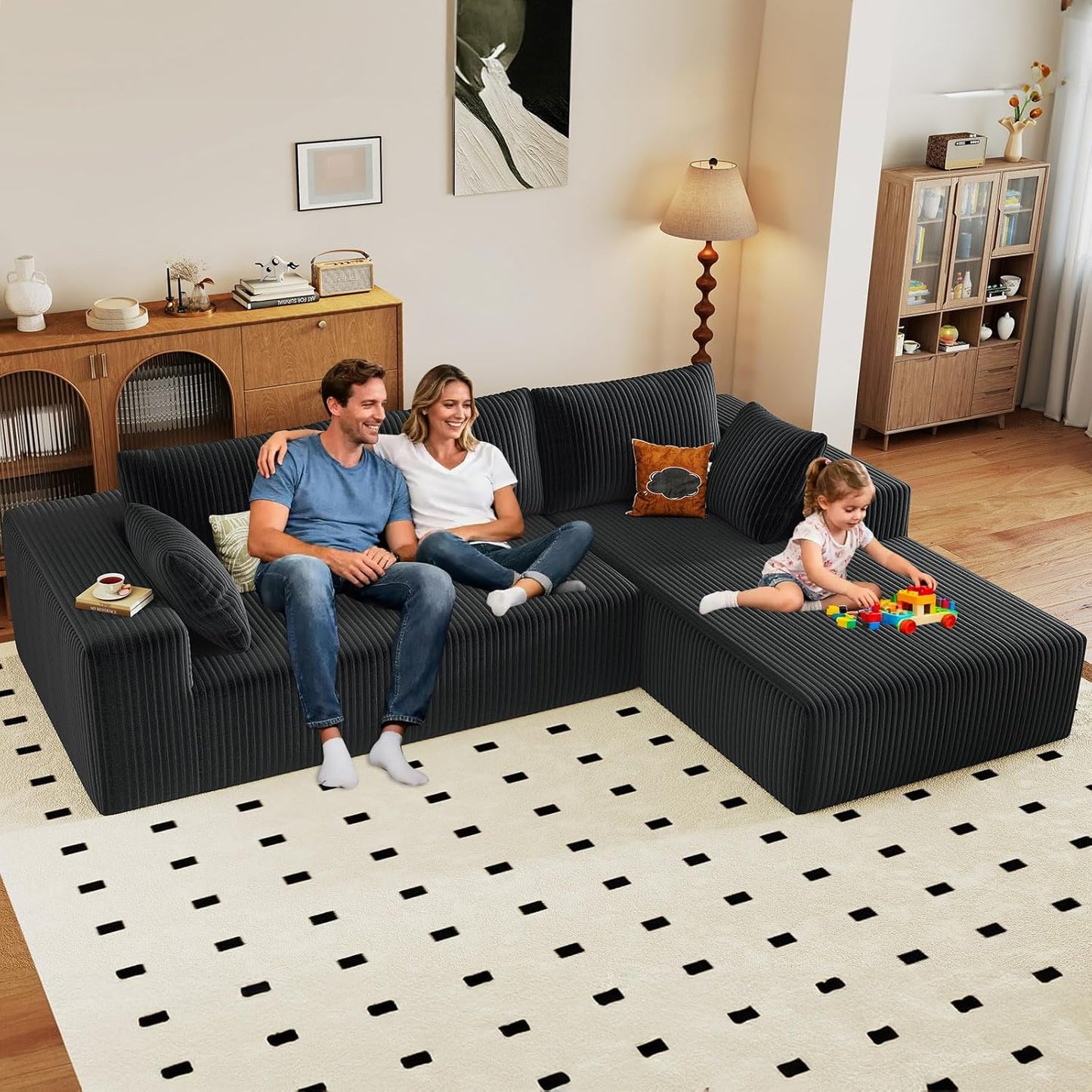 96in Modular Sectional Couch with Chaise Lounge for Living Room