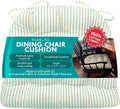 Ticking Stripe Aqua Dining Chair Pad 15 x 17 - Comfortable Latex Foam