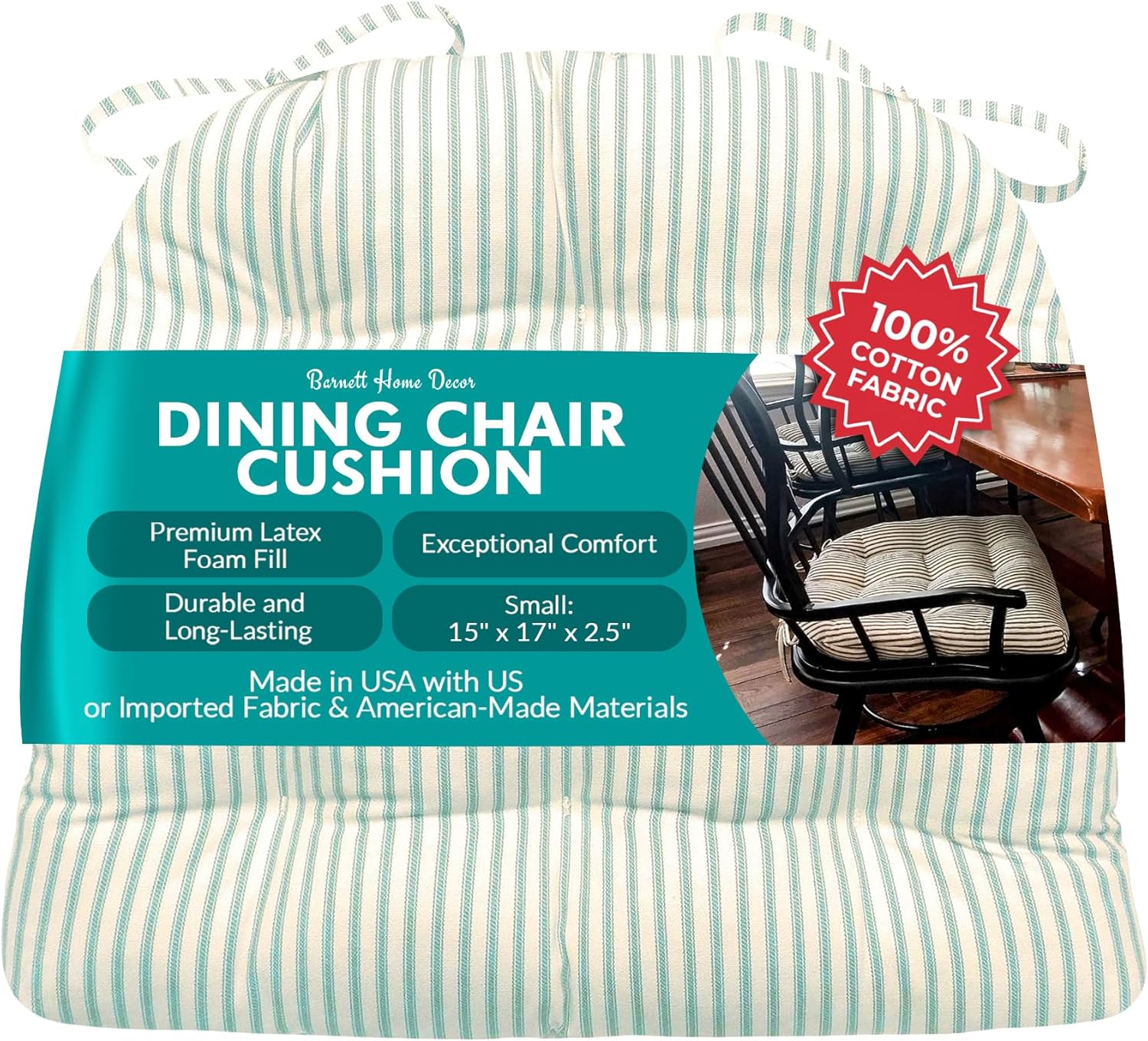 Barnett Home Decor Aqua Ticking Stripe Dining Chair Pad Review