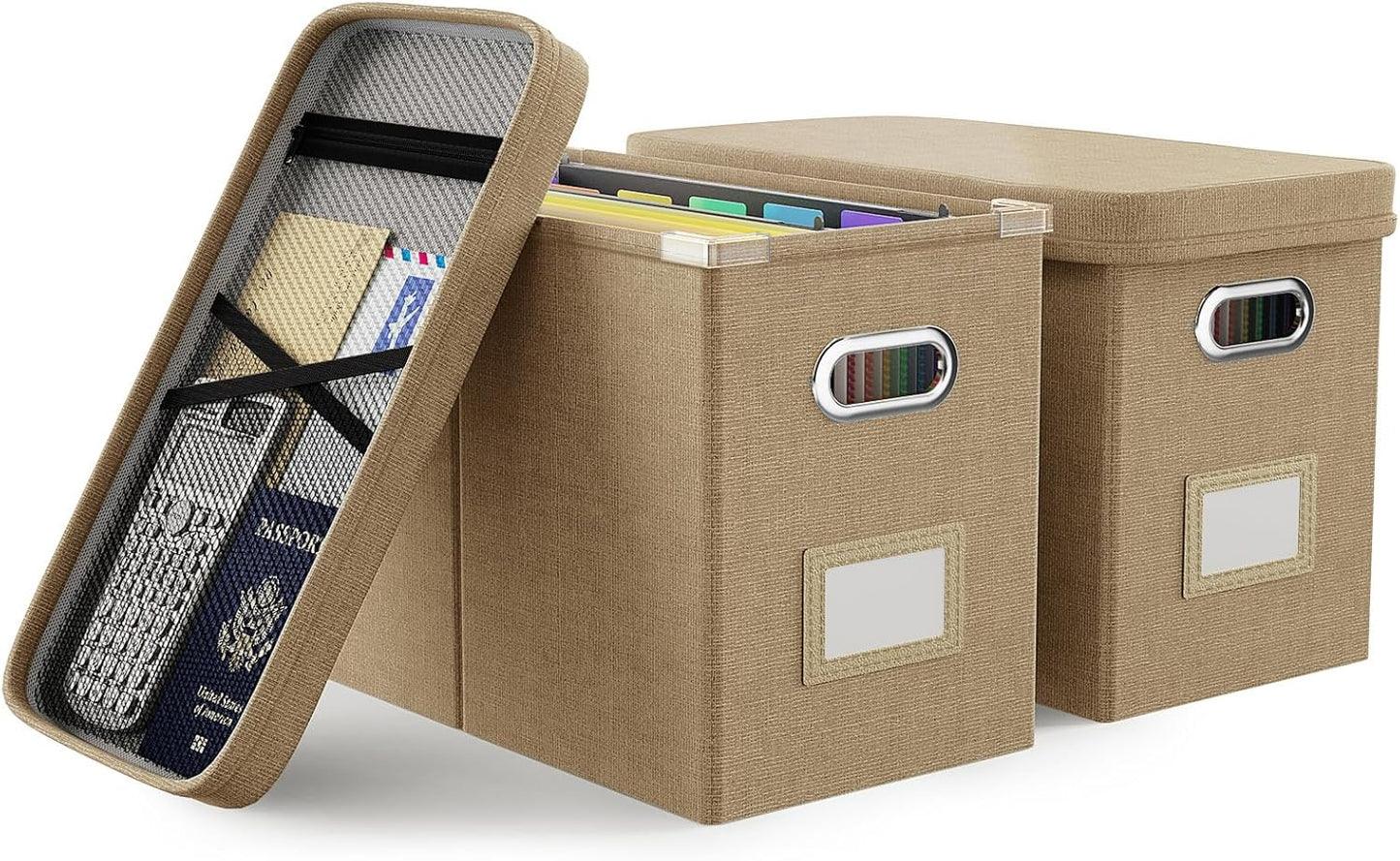 Oterri Hanging Filing File Box with Mesh Pocket for Organization