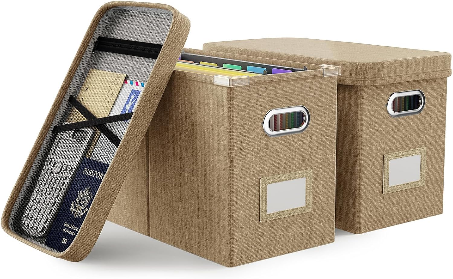 Oterri Hanging Filing File Box with Mesh Pocket for Organization