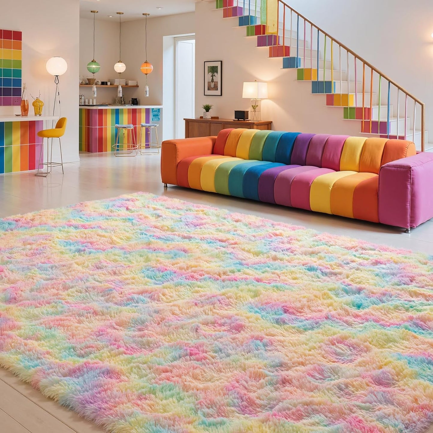 Zentavio Unicorn Rugs for Girls Room - Soft Fluffy Shag Carpet