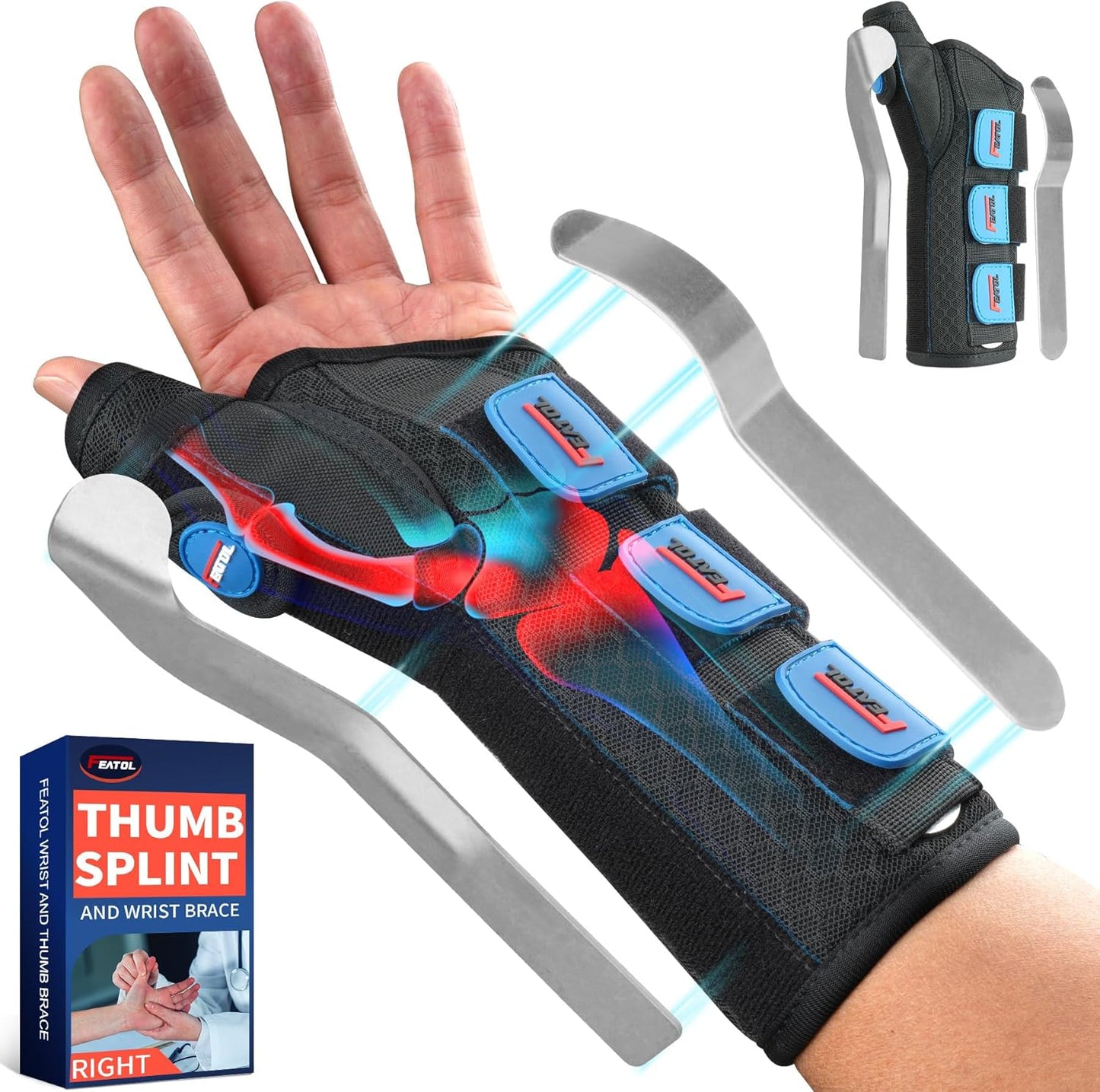 FEATOL Carpal Tunnel Wrist Brace for Pain Relief and Support