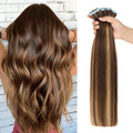 20 in Tape in Hair Extensions for Women - Chocolate Brown to Caramel