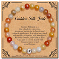 6mm Golden Silk Jade Bracelet Unisex Natural Stretch - Healing Style