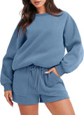 ANRABESS Women 2 Piece Sweat Shorts Set - Cozy Oversized Lounge Set