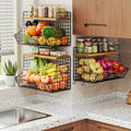 Extra Large Fruit Basket for Kitchen with Wood Lid Nameplate