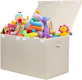 popoly 122L Large Toy Box Chest with Lid - Foldable Linen Storage