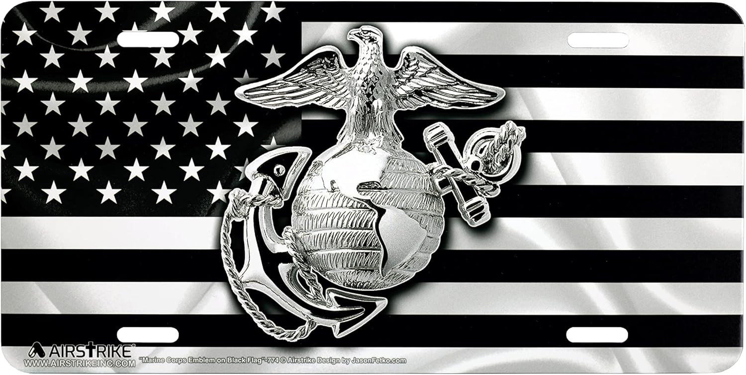 USMC Black Flag License Plate - Made in USA!